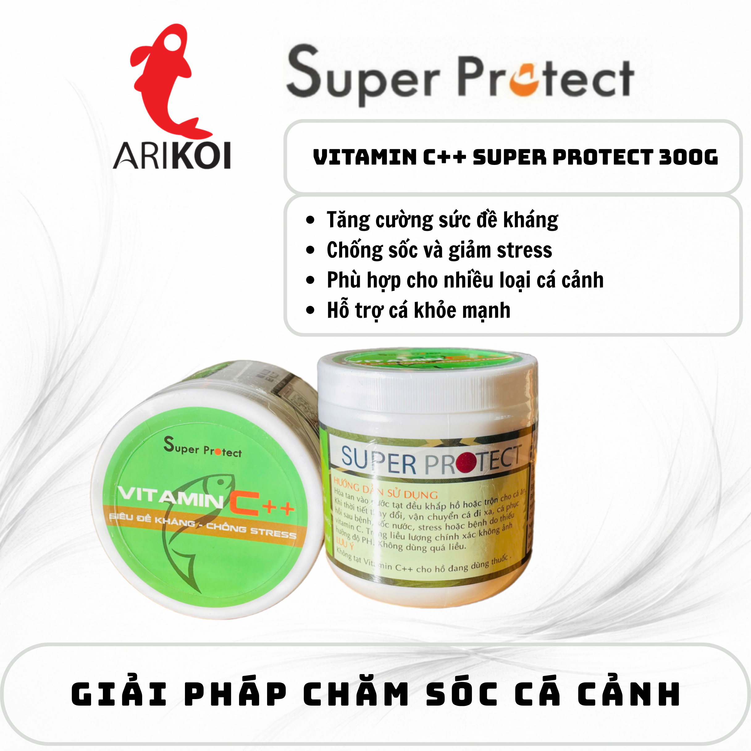 Vitamin C cho cá Koi tăng sức đề kháng, giảm nguy cơ khối u, giảm stress hiệu quả cho cá chép hủ 300g